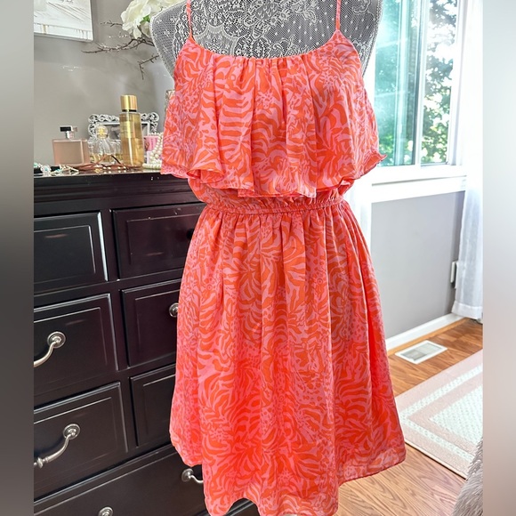 Lilly Pulitzer x Target Jungle Orange Strapless Ruffle Dress Size S NWT - Picture 3 of 15